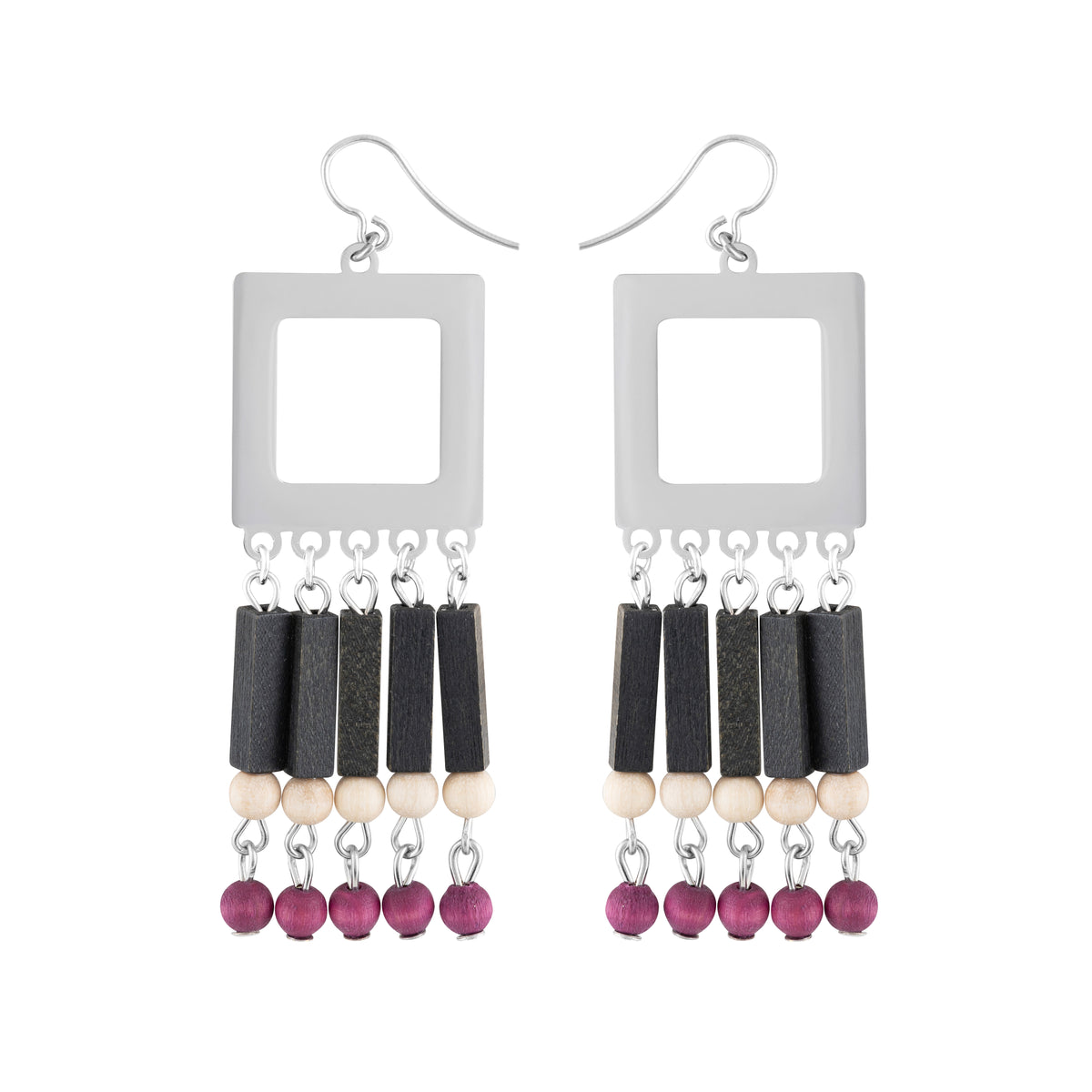 Nina earrings, black and purple