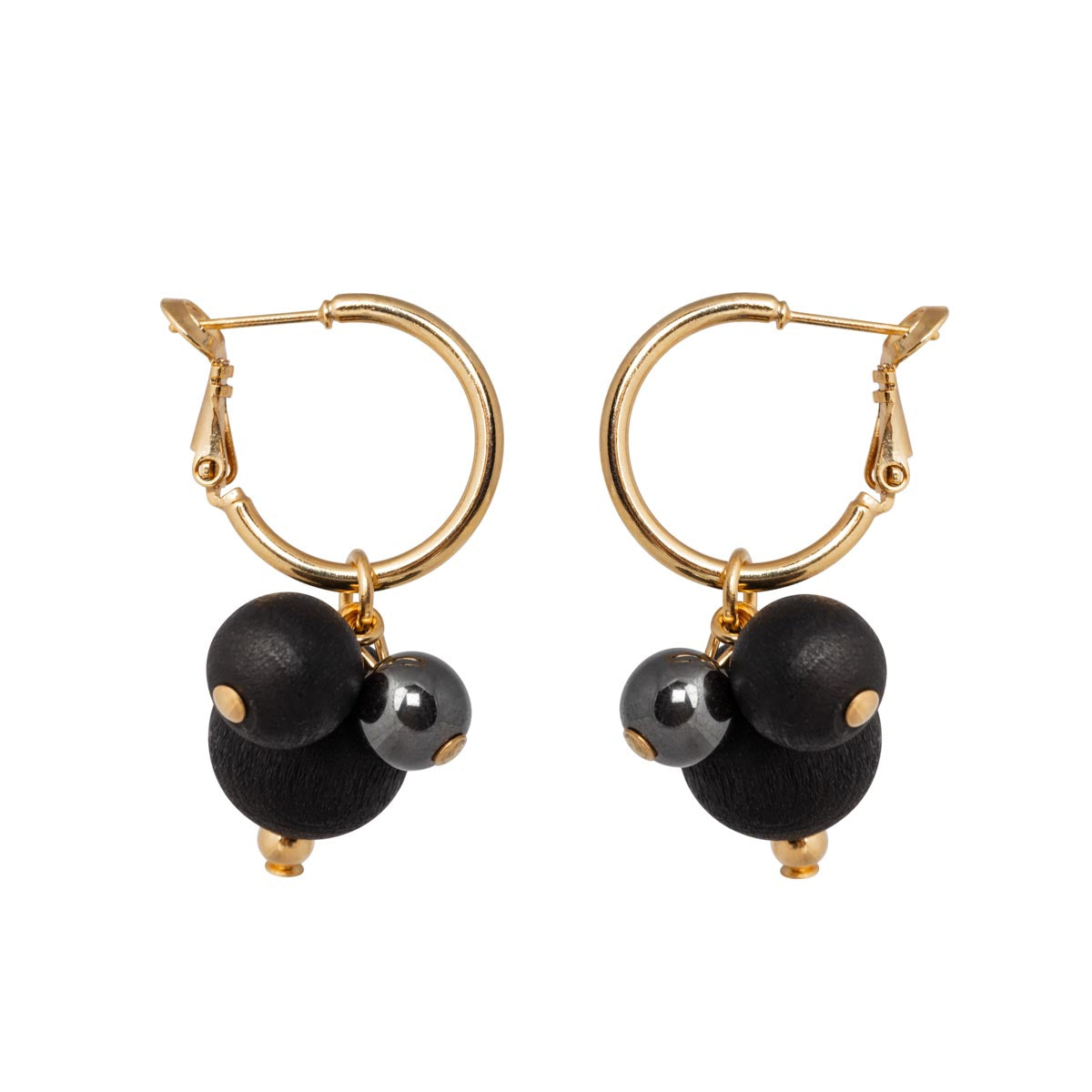 Lydia earrings, black and gold