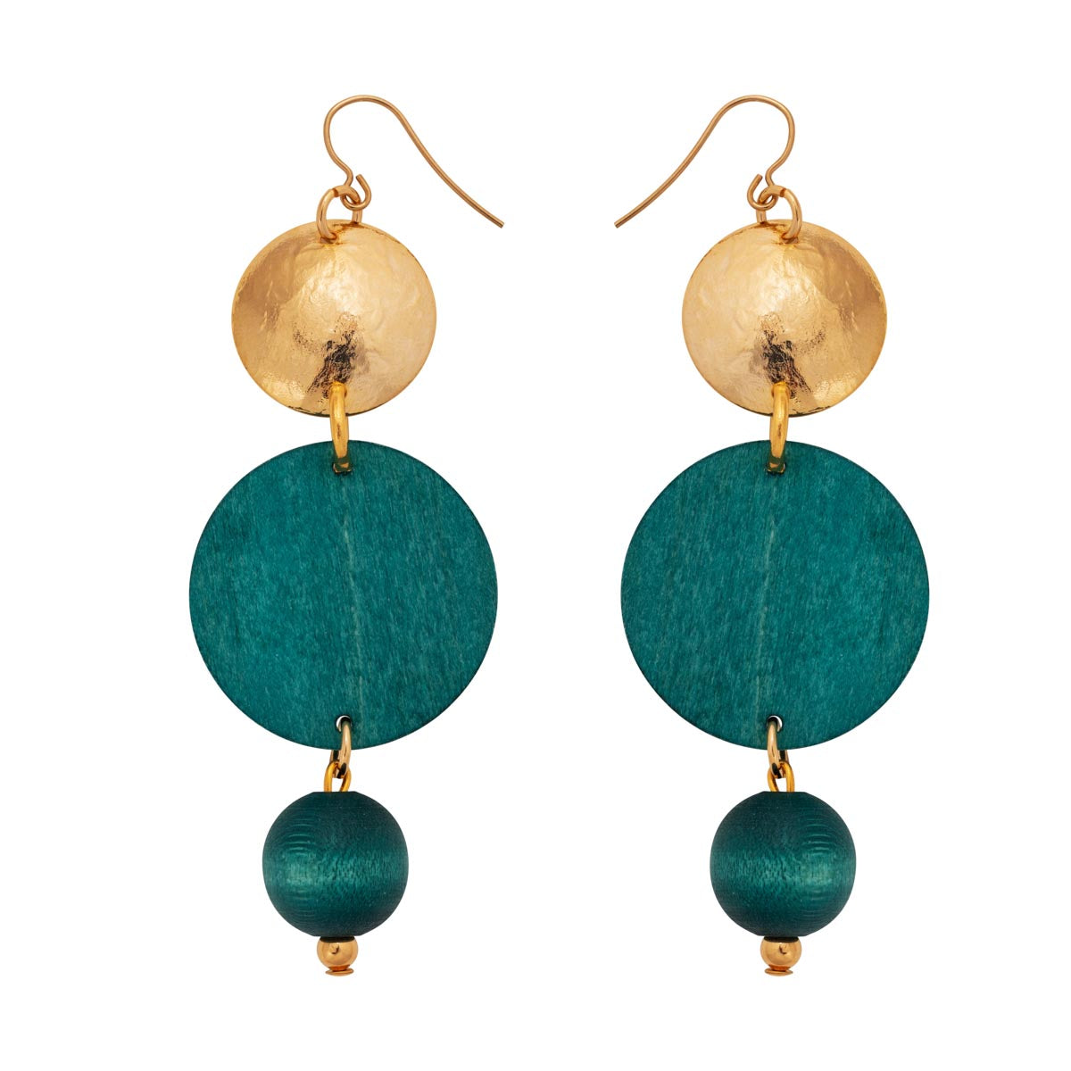 Ilta earrings, dark turquoise and gold