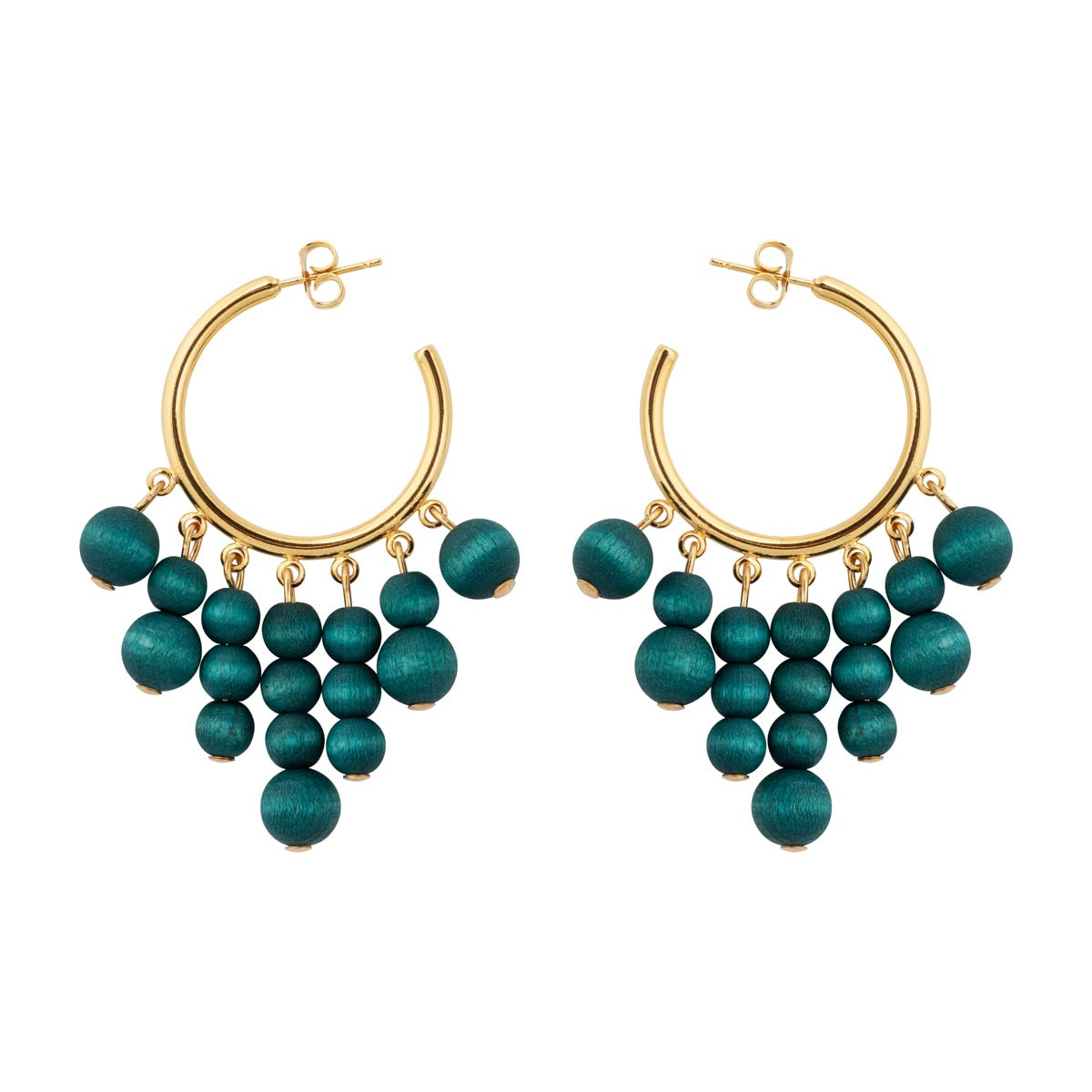 Gisella earrings, dark turquoise and gold