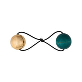 Pom pom hair band, dark turquoise and gold