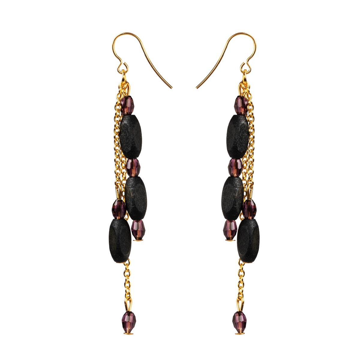 Sylvia earrings, black and gold