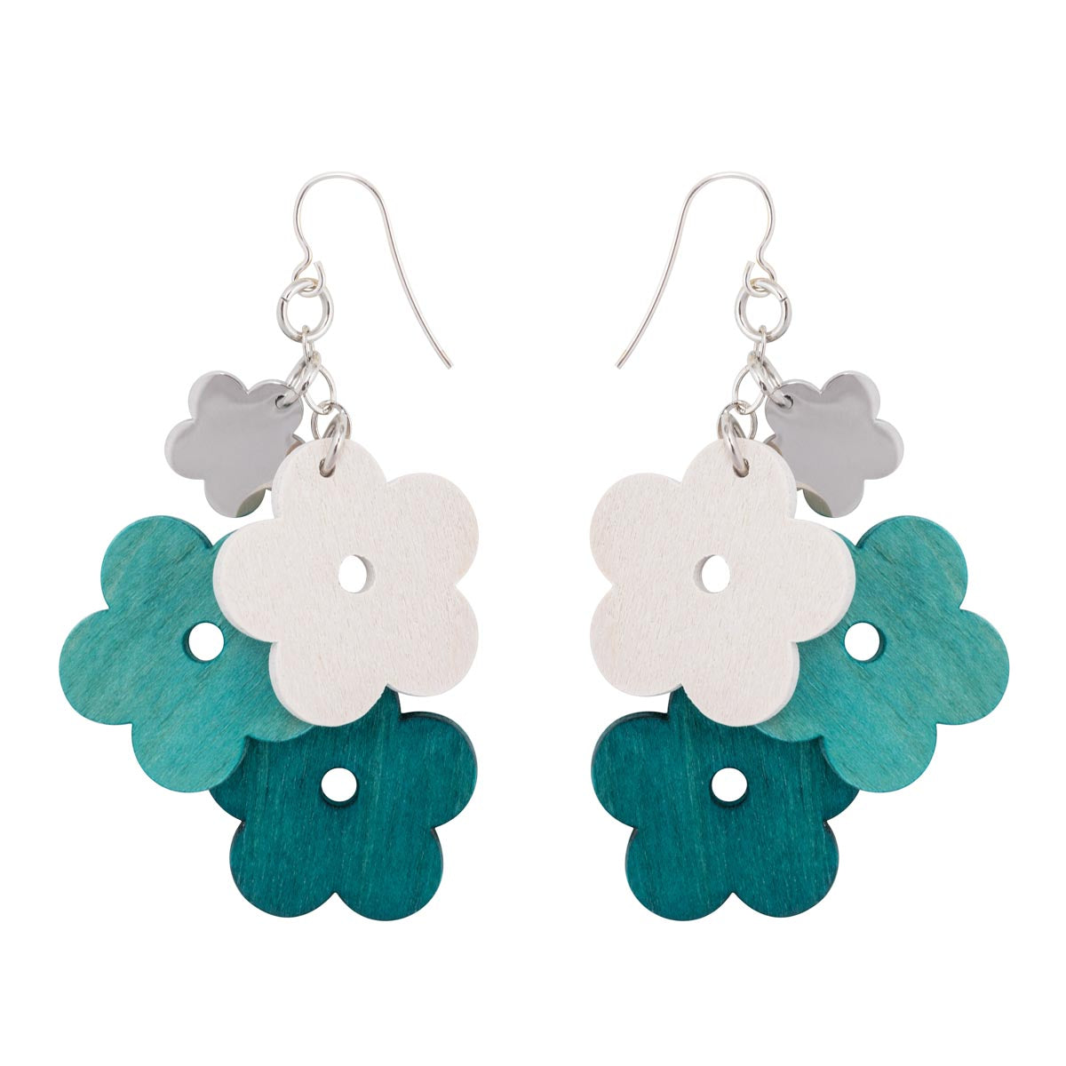 Kukkaniitty earrings, shades of green and white