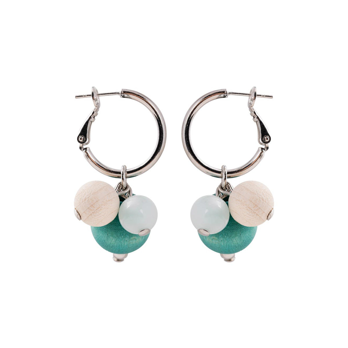 Lydia earrings, aqua green and white