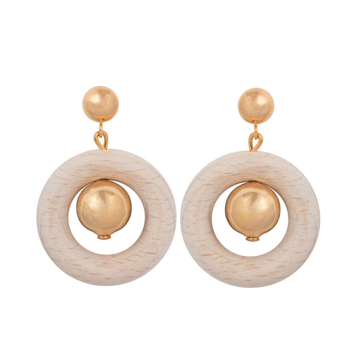 Signe earrings, ecru and gold