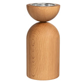 Duo candleholder, oak and silver, 23,5 cm