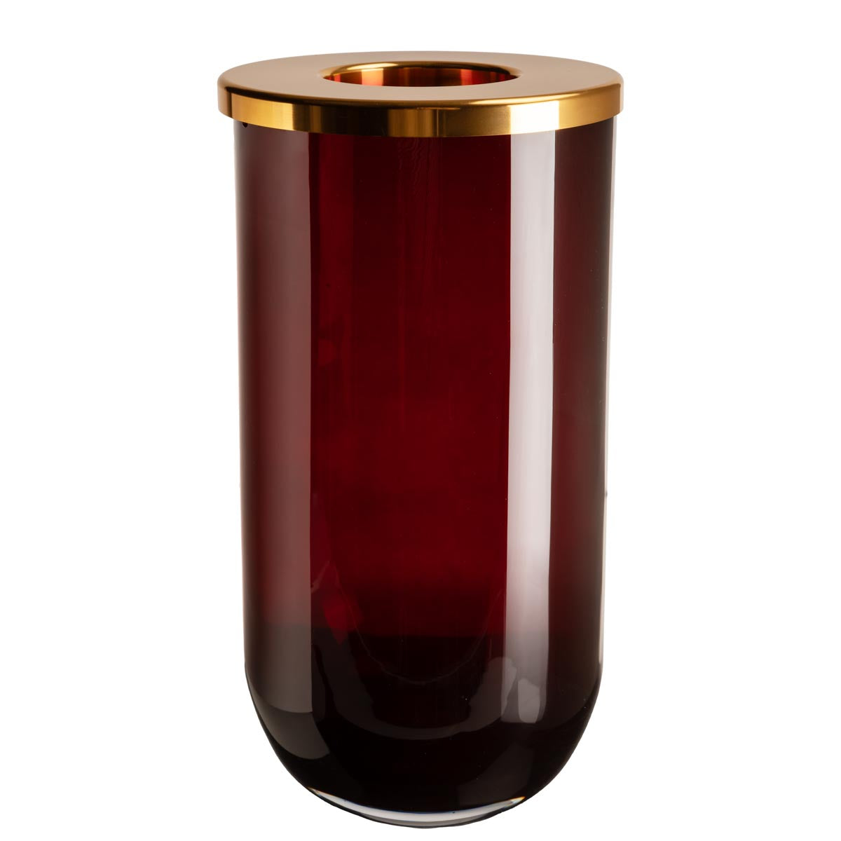 Duo glass vase, red and gold, 24 cm