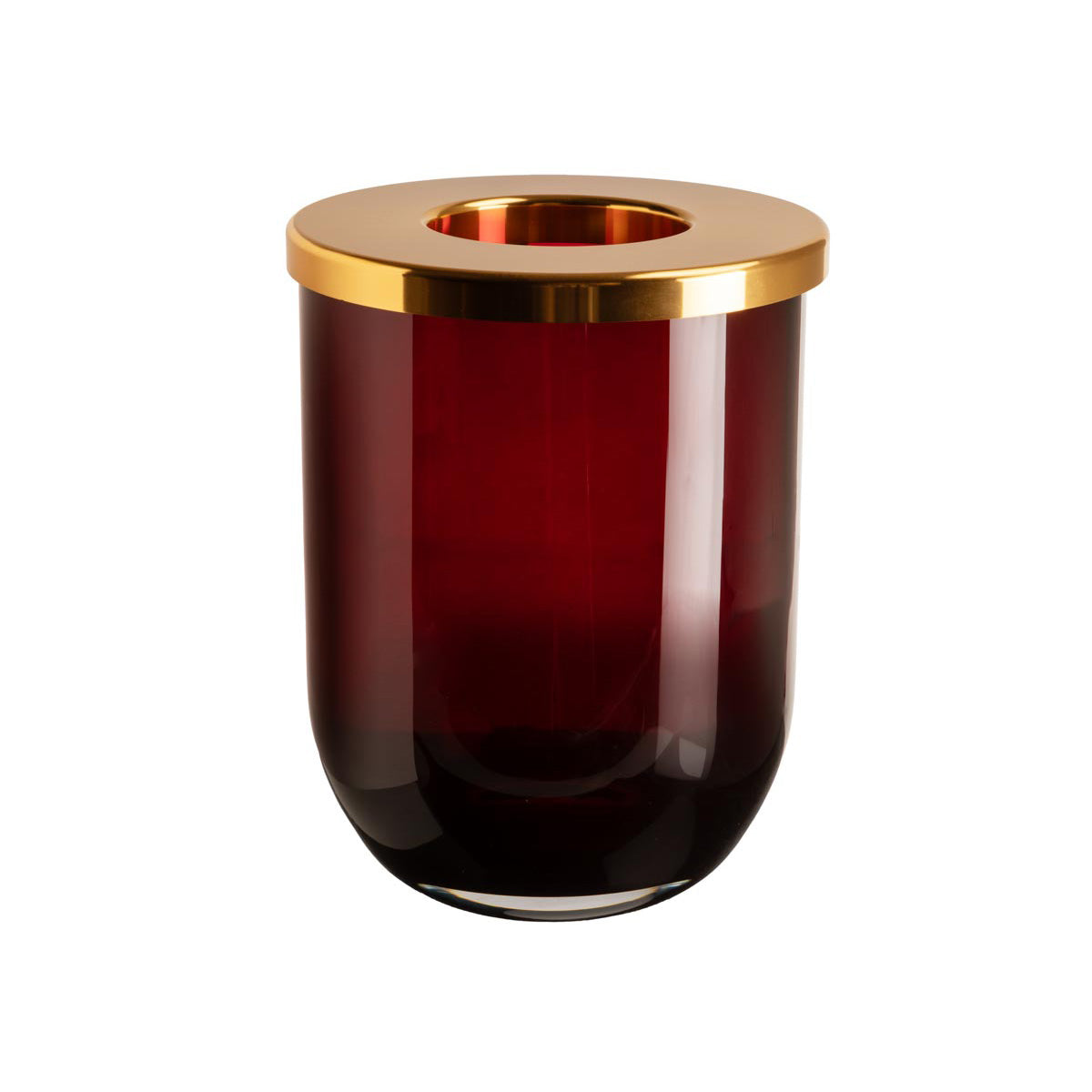 Duo glass vase, red and gold, 16 cm