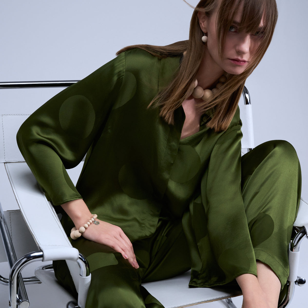 Paola shirt, Perla, olive green