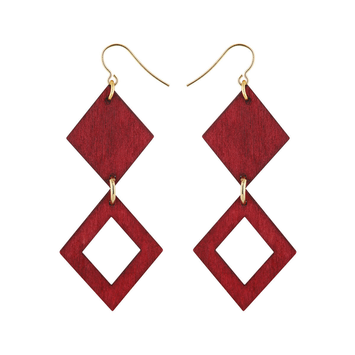 Triangeli earrings, red and gold